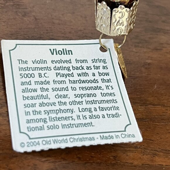Merck Family's Old World Christmas "Violin" Blown Glass Ornament Vintage 2004 - Picture 9 of 9